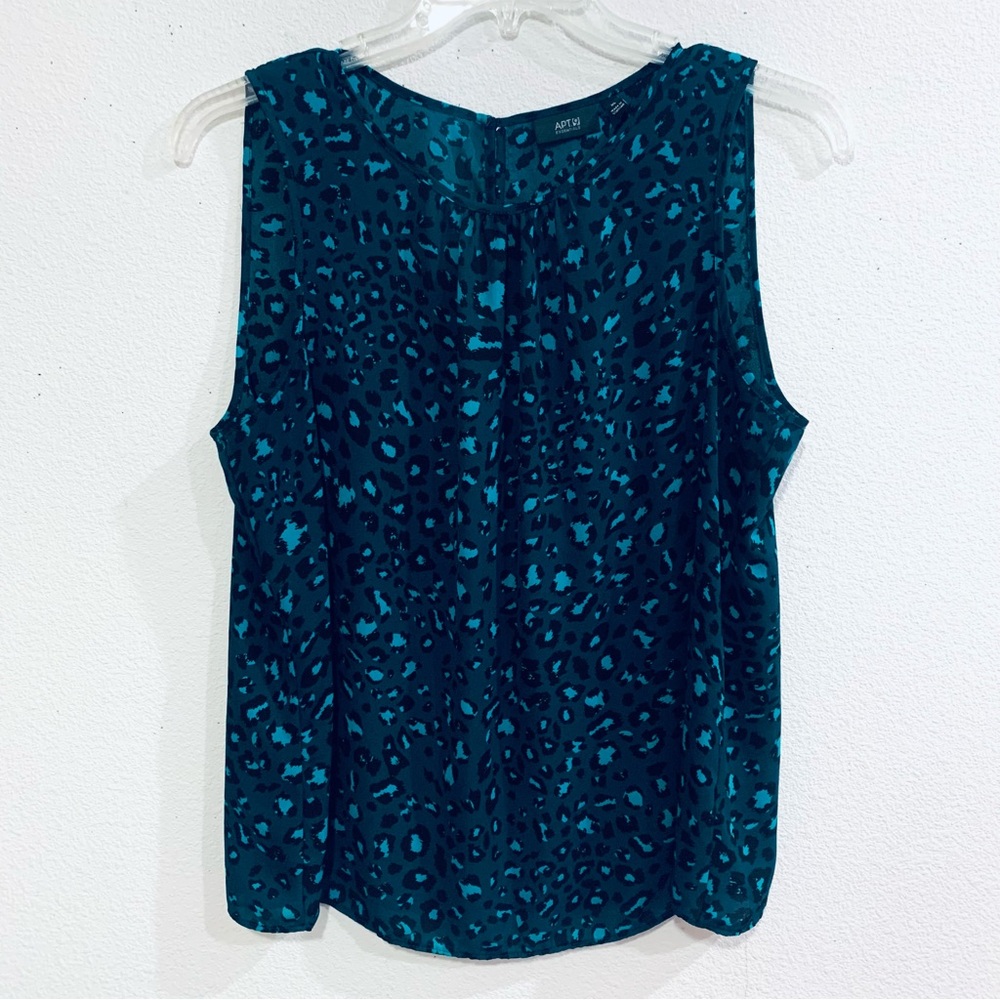 Teal and Black Leopard Sleeveless Top, tank top, flowy lightweight blue green